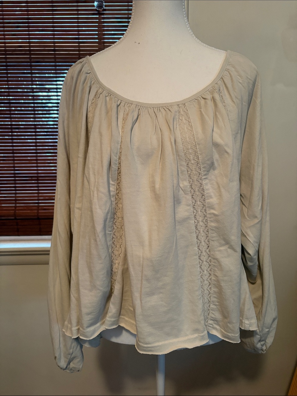 Free People Marla Cream Long-Sleeve Peasant Top - Picture 3 of 9